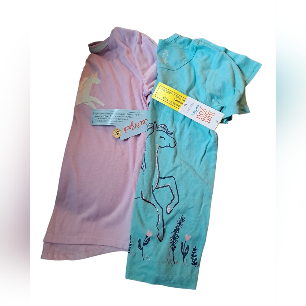 Two Girl's Short-Sleeve PJ Tops - L